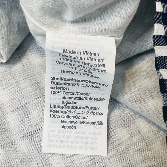 J. Crew Cotton Navy & White Gingham-Print V-Neck Button-Front Dress. Size 2. - Picture 9 of 13